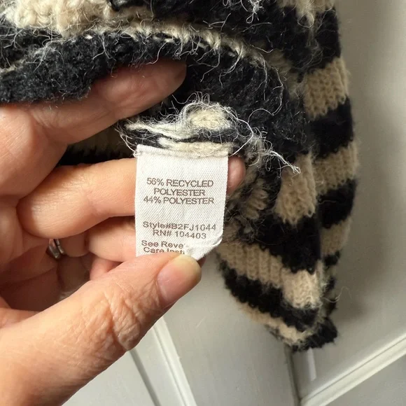 Striped Black and Cream Women's Sweater - Picture 3 of 3
